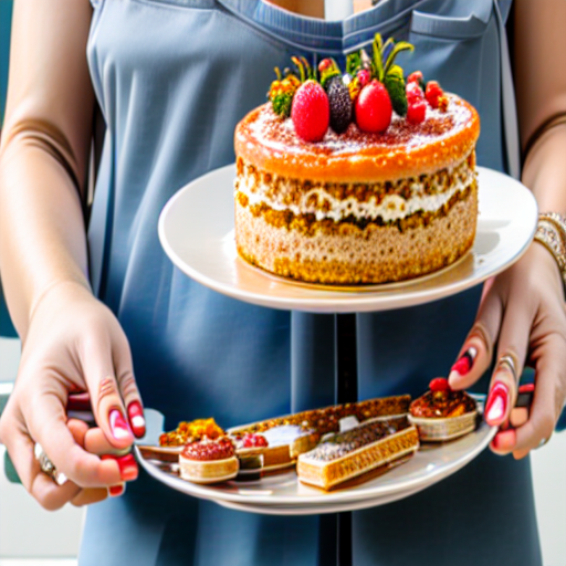 082_a woman holding a plate of cake in her hand.png